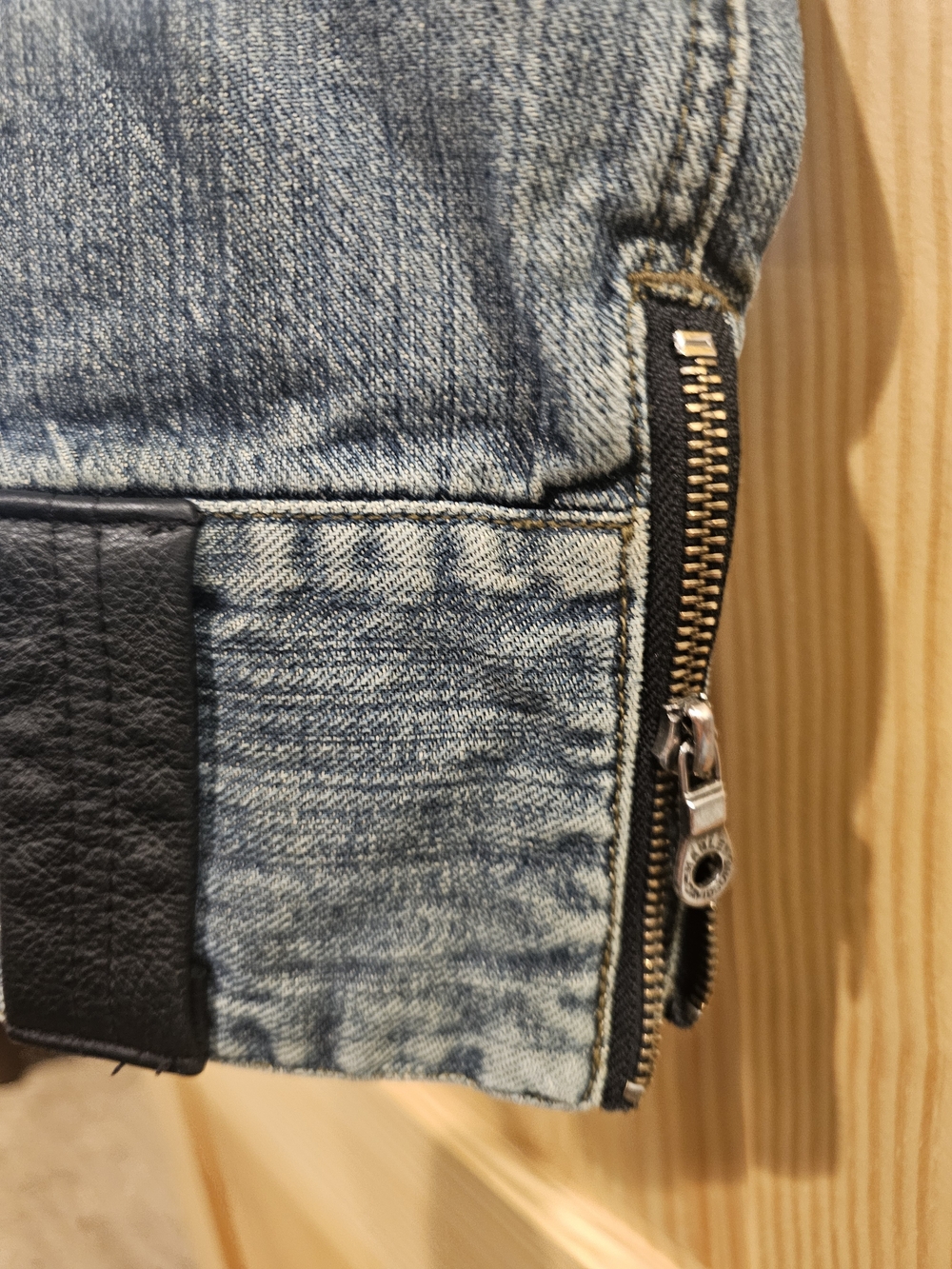 Harley-Davidson Denim Jacket Womens XL Leather Trim Grunge Jean Snap Button - Picture 9 of 16